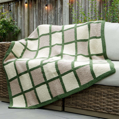 Red Heart Knit Checkerboard Garter Blanket Knit Blanket made in Red Heart Super Saver yarn