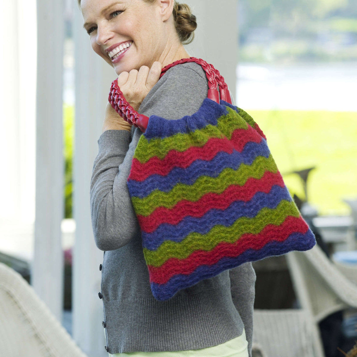 Knit Bag made in Red Heart Bamboo Wool Yarn