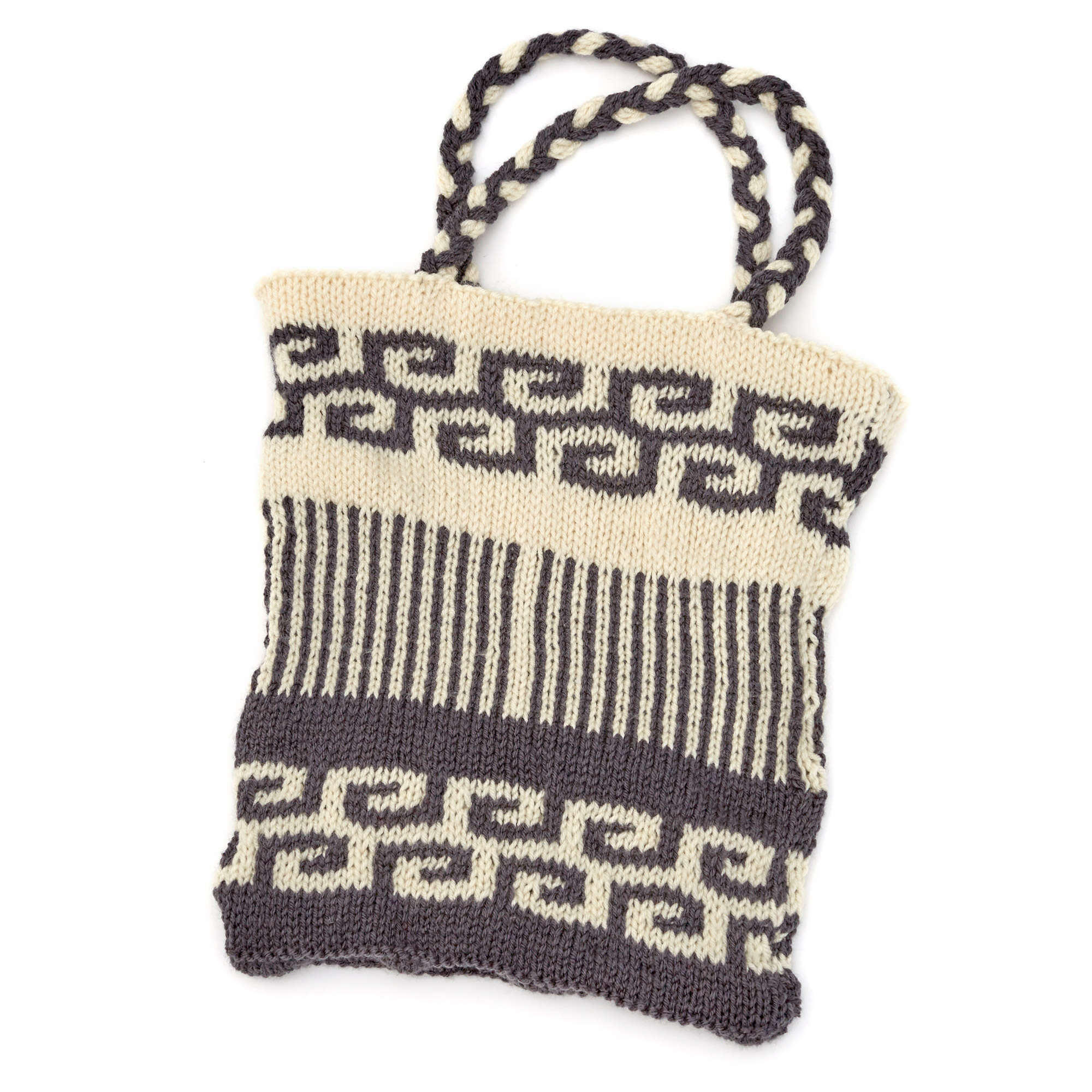 Free Red Heart Swirls & Stripes Mosaic Bag Knitting Pattern