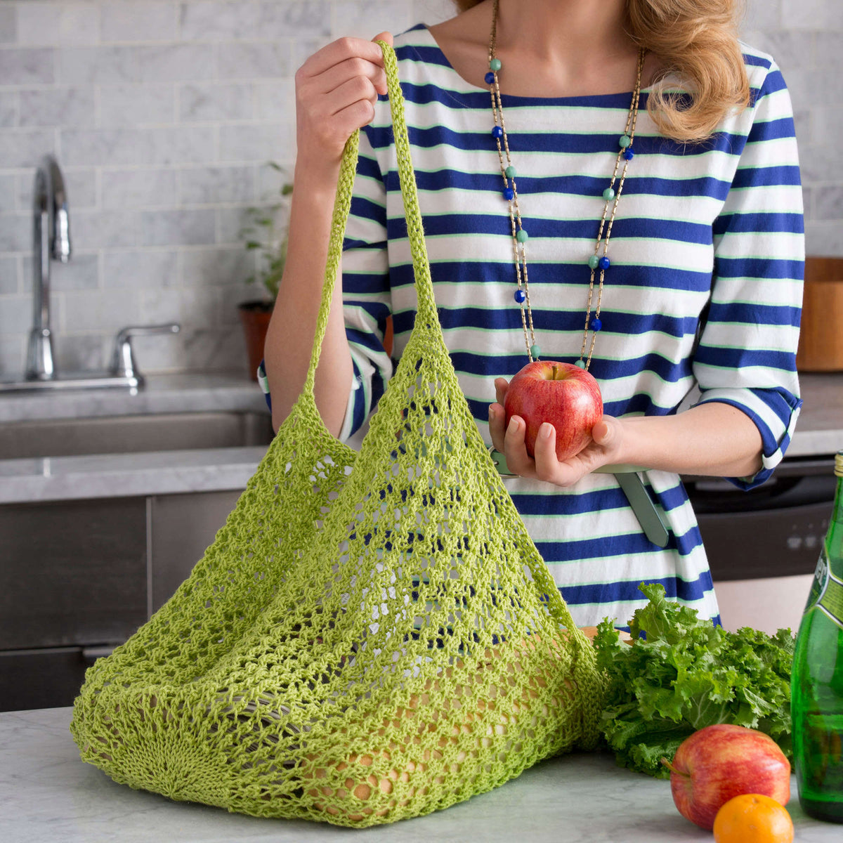 Knit Bag made in Red Heart Luster Sheen Yarn