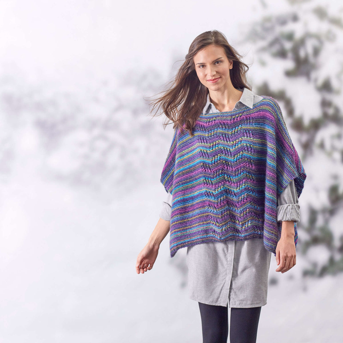 Knit Poncho made in Red Heart Boutique Yarn