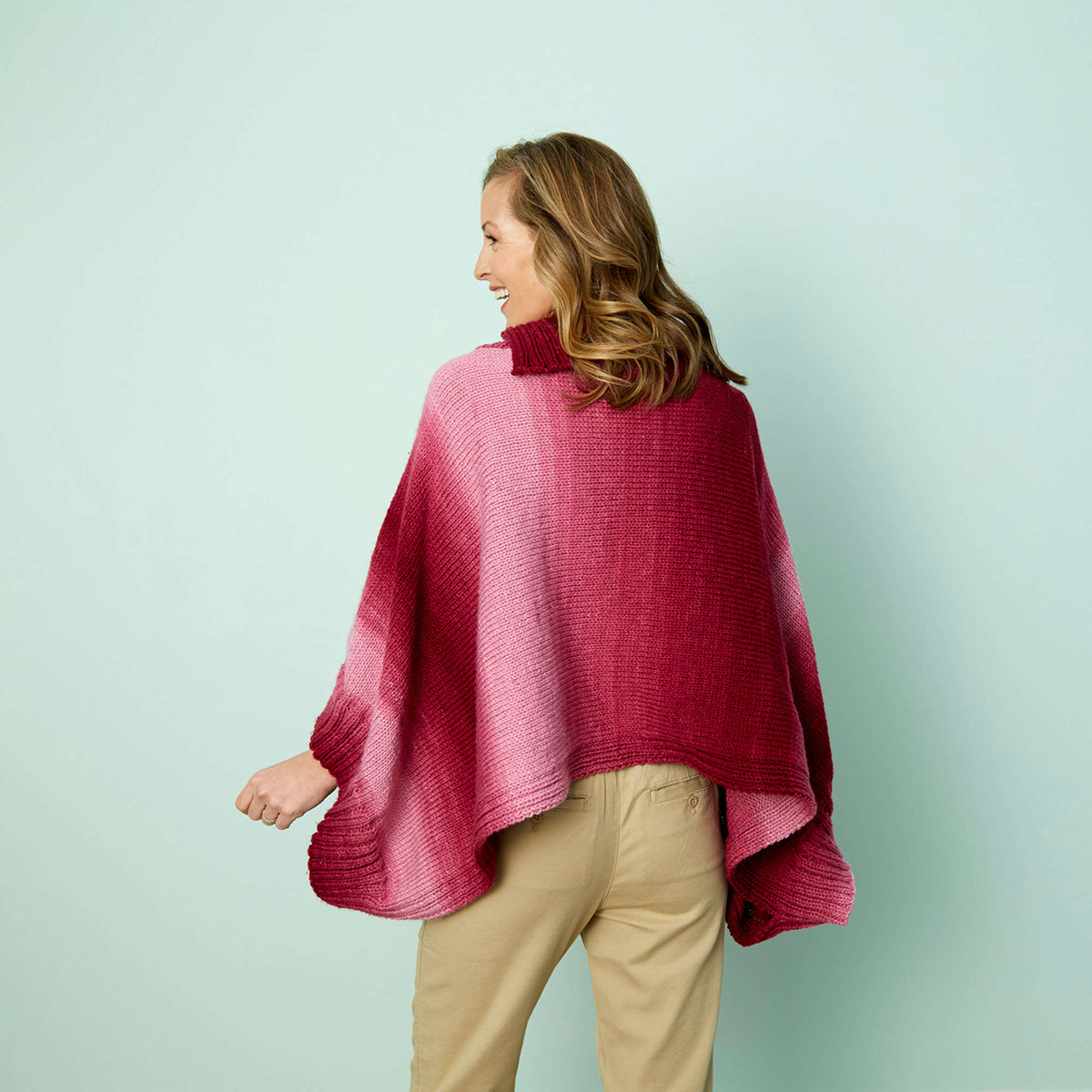 Knit Poncho made in Red Heart Super Saver Ombre Yarn