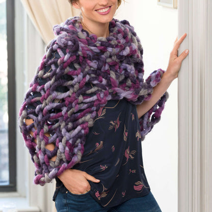 Red Heart Knit Quick to Warm Poncho Knit Poncho made in Red Heart Boutique Yarn