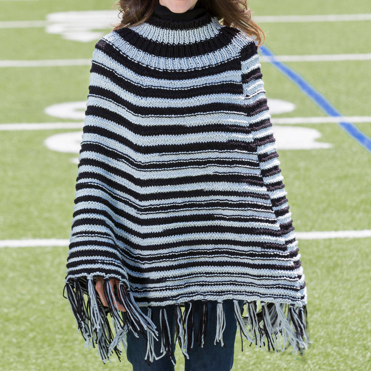 Red Heart Game Ready Knit Poncho Pattern Tutorial Image