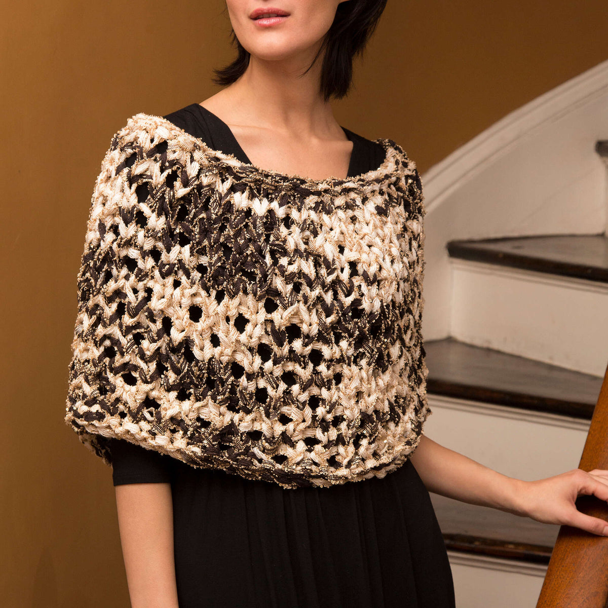 Knit Poncho made in Red Heart Boutique Yarn