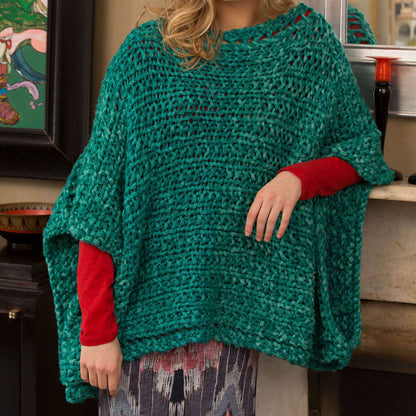 Red Heart Knit Boat Neck Poncho Knit Poncho made in Red Heart Boutique Yarn