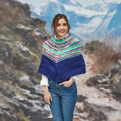 Red Heart Faux Fair Isle Knit Poncho Knit Poncho made in Red Heart Super Saver Fair Isle Yarn