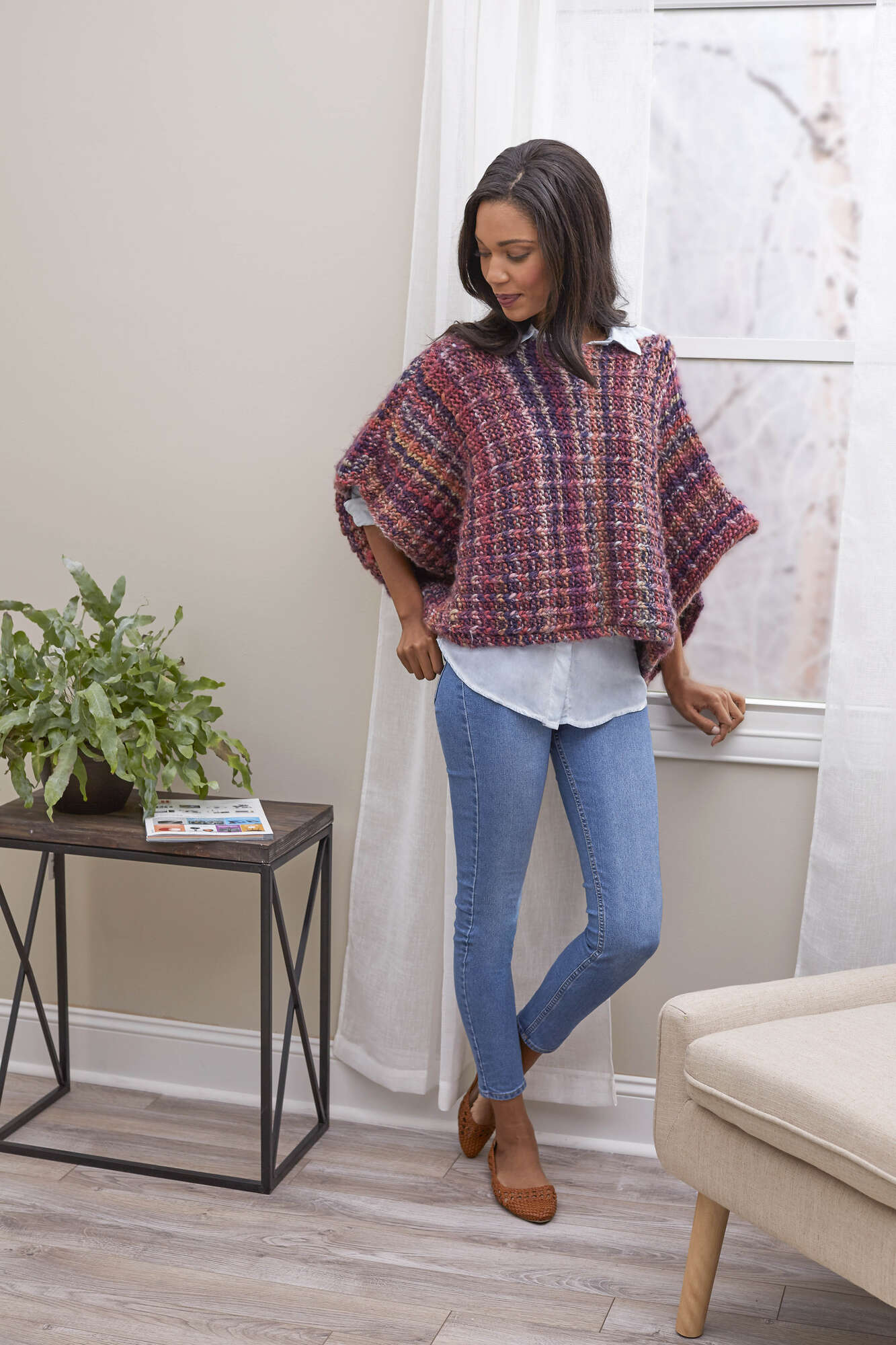 Free Red Heart Easy Boat Neck Poncho Pattern