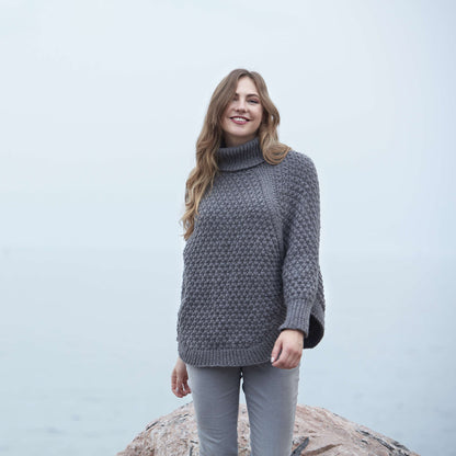 Red Heart Diamond Texture Knit Poncho L/XL