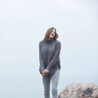 Red Heart Diamond Texture Knit Poncho L/XL