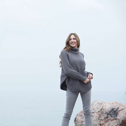 Red Heart Diamond Texture Knit Poncho L/XL