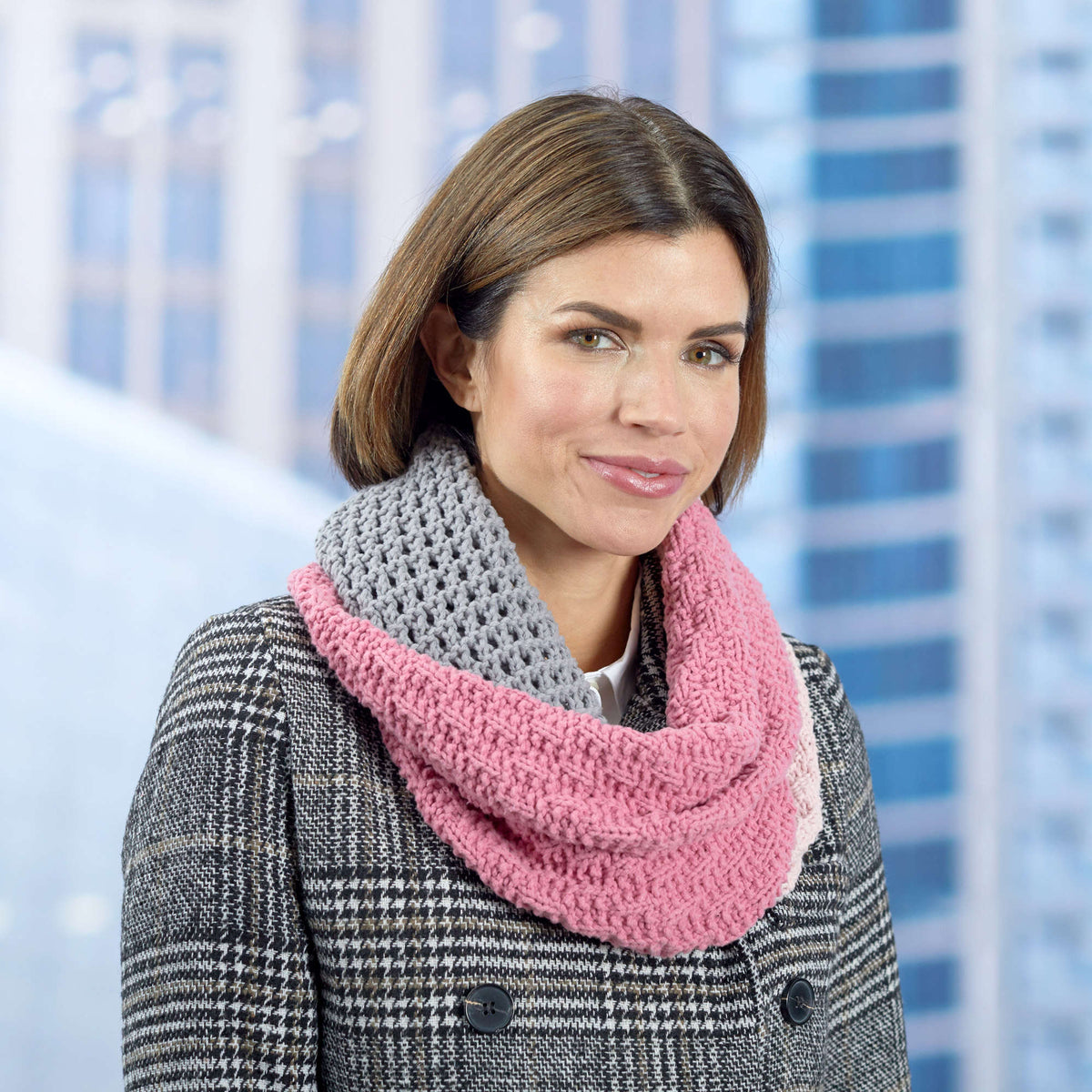 Knit Cowl made in Red Heart Amore Yarn