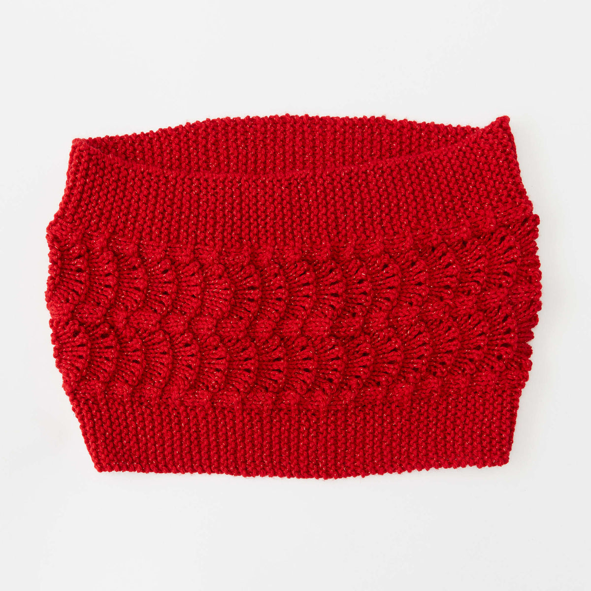 Knit Cowl made in Red Heart With Love Metallic Yarn