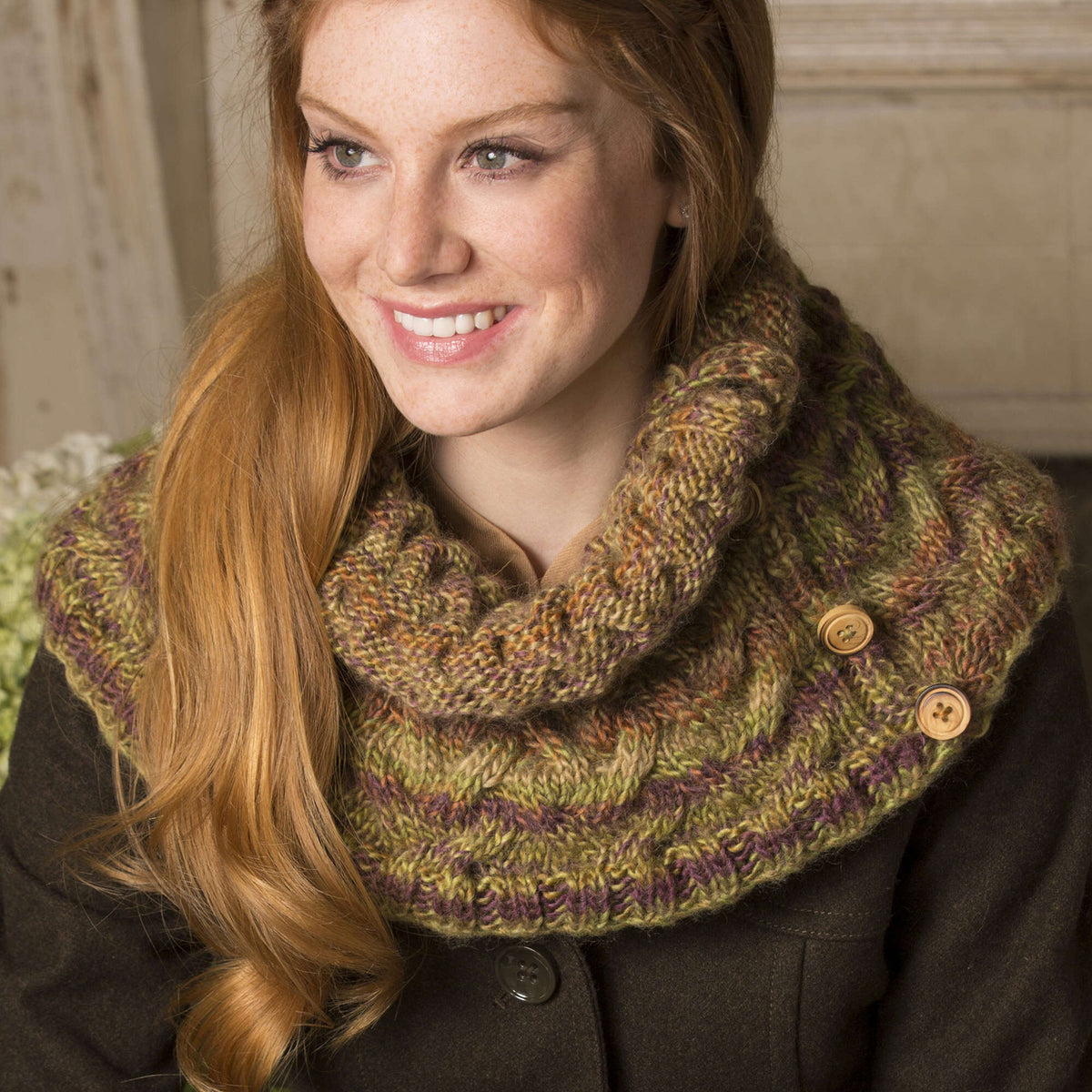 Knit Cowl made in Red Heart Boutique Yarn