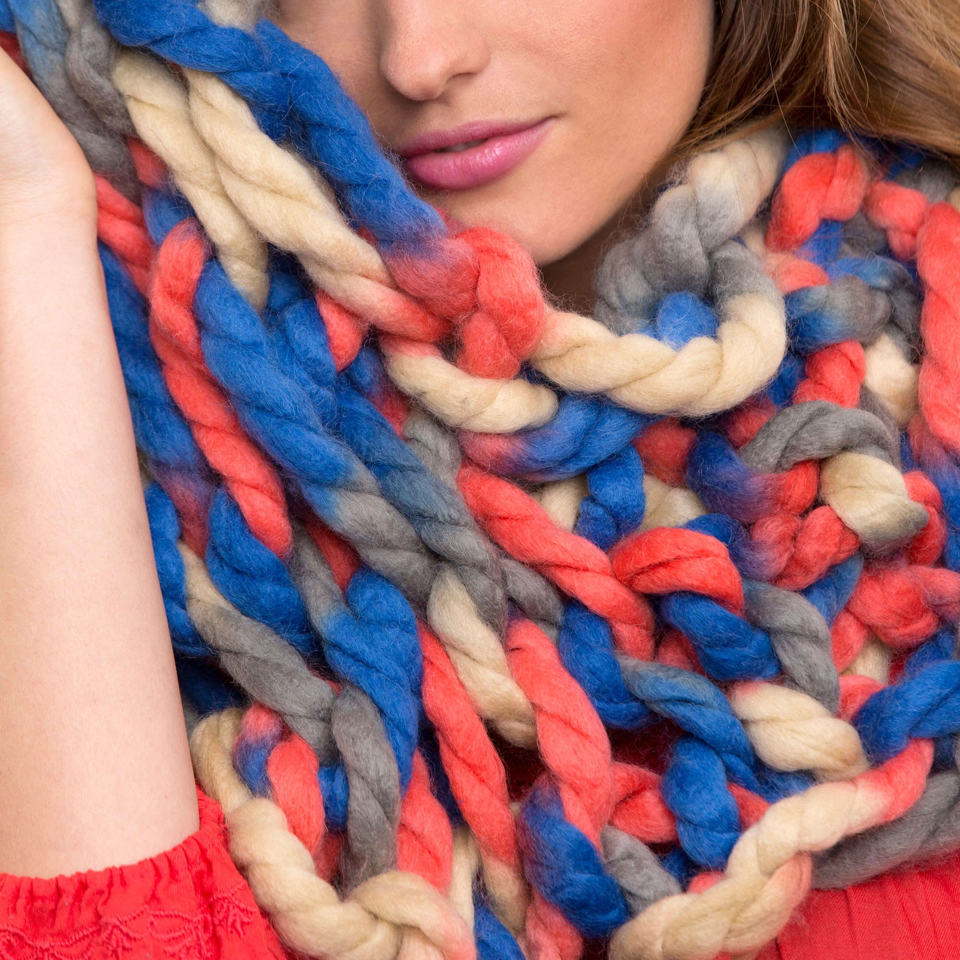 Free Red Heart Super Style Arm Knit Cowl Pattern