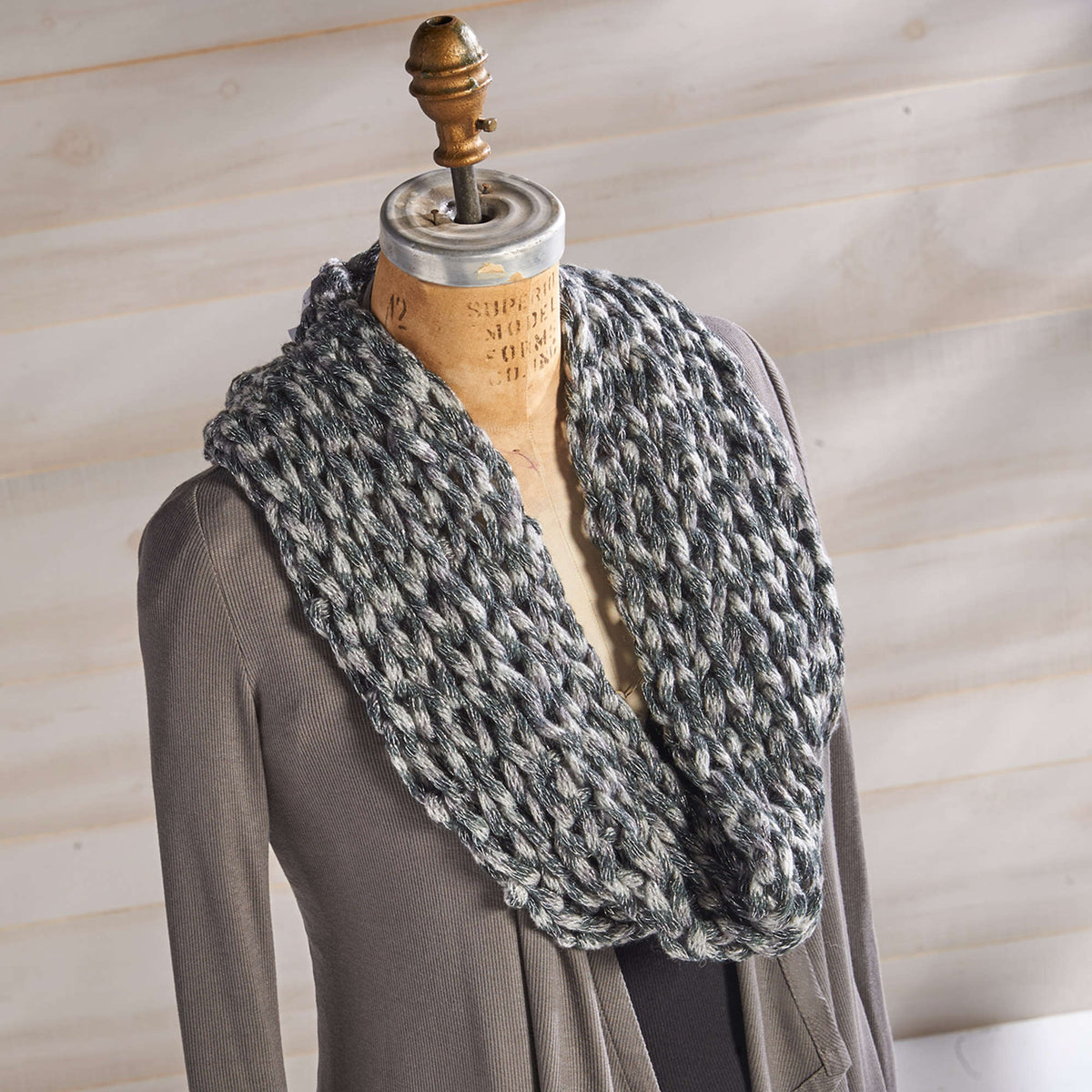 Knit Cowl made in Red Heart Boutique Yarn