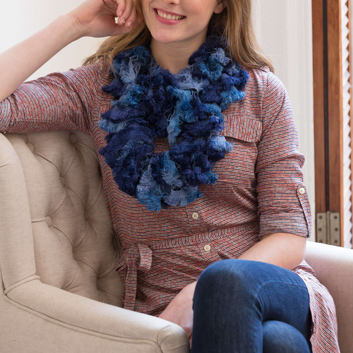 Knit Cowl made in Red Heart Boutique Yarn