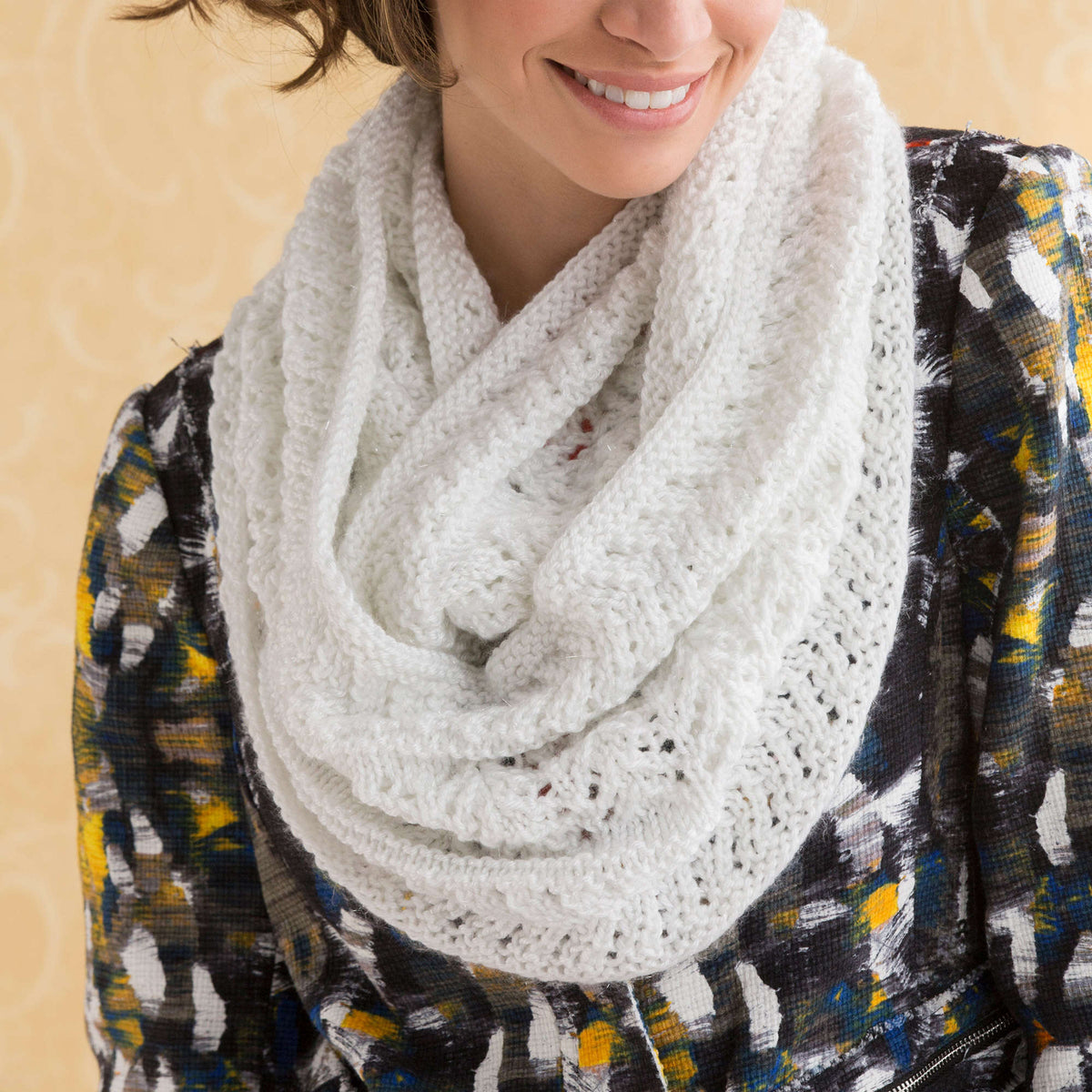 Knit Cowl made in Red Heart Sparkle Soft Yarn