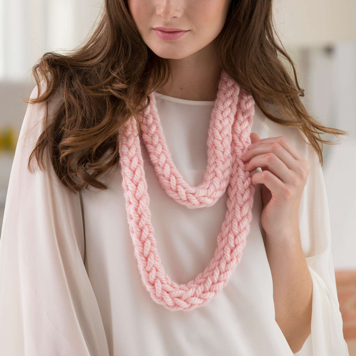 Knit Cowl made in Red Heart Grande Yarn