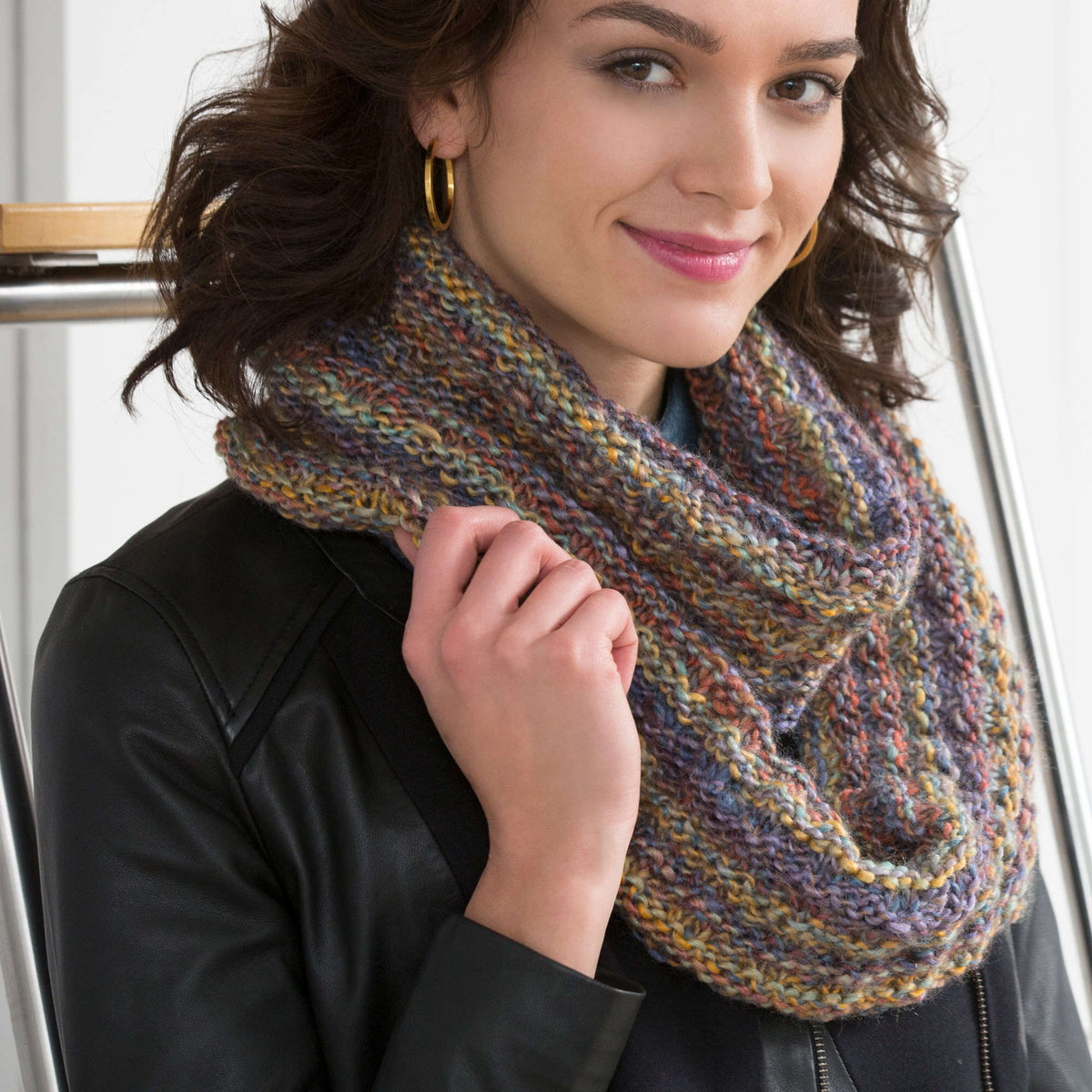 Knit Cowl made in Red Heart Boutique Yarn