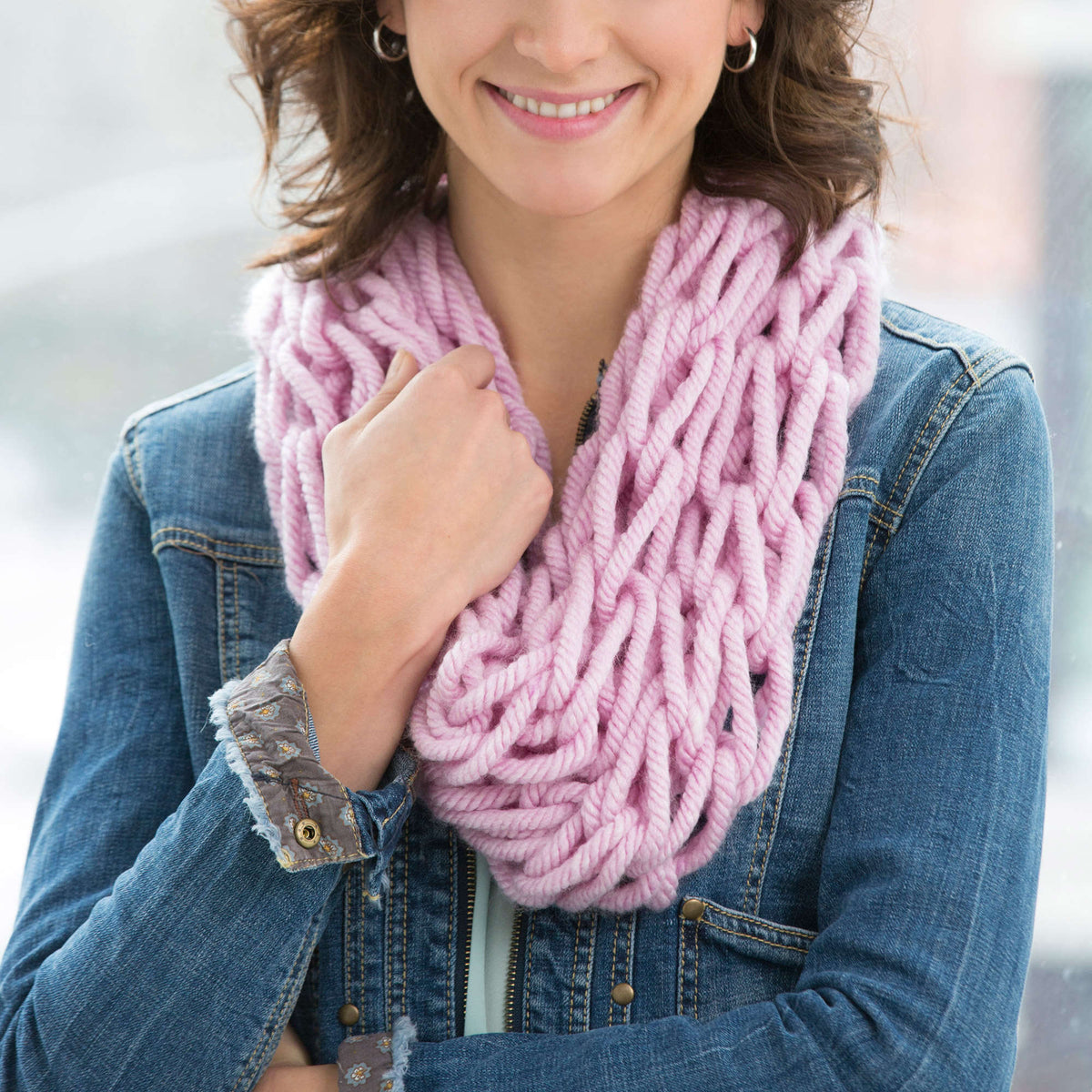 Knit Cowl made in Red Heart Grande Yarn