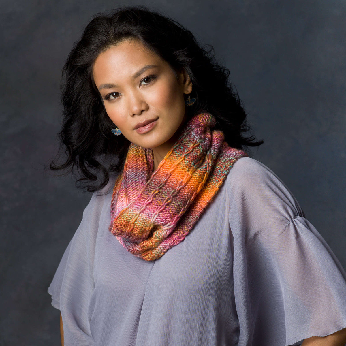 Knit Cowl made in Red Heart Boutique Yarn