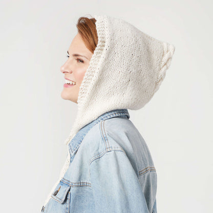 Red Heart Hooded Cabled Cowl Knit Cowl made in Red Heart Hygge Charm Yarn