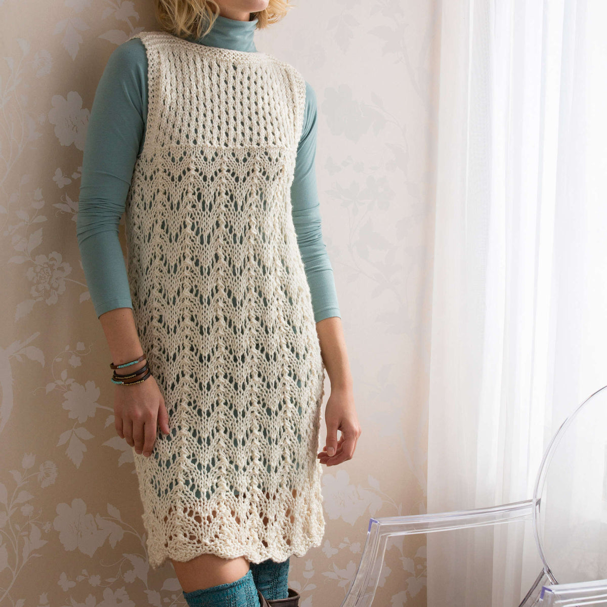 Knit Dress made in Red Heart Soft Yarn