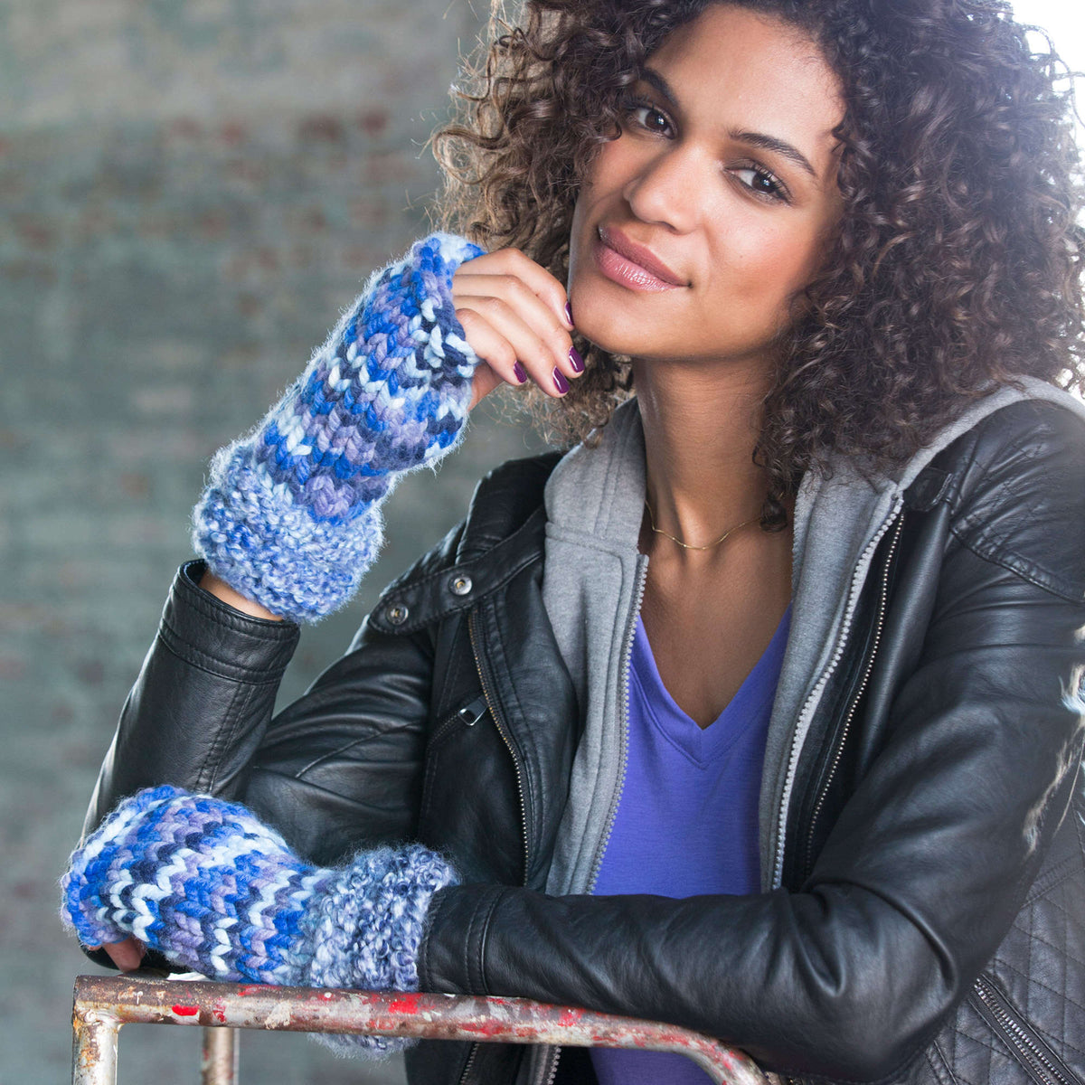 Knit Wristers made in Red Heart Mixology Swirl Yarn