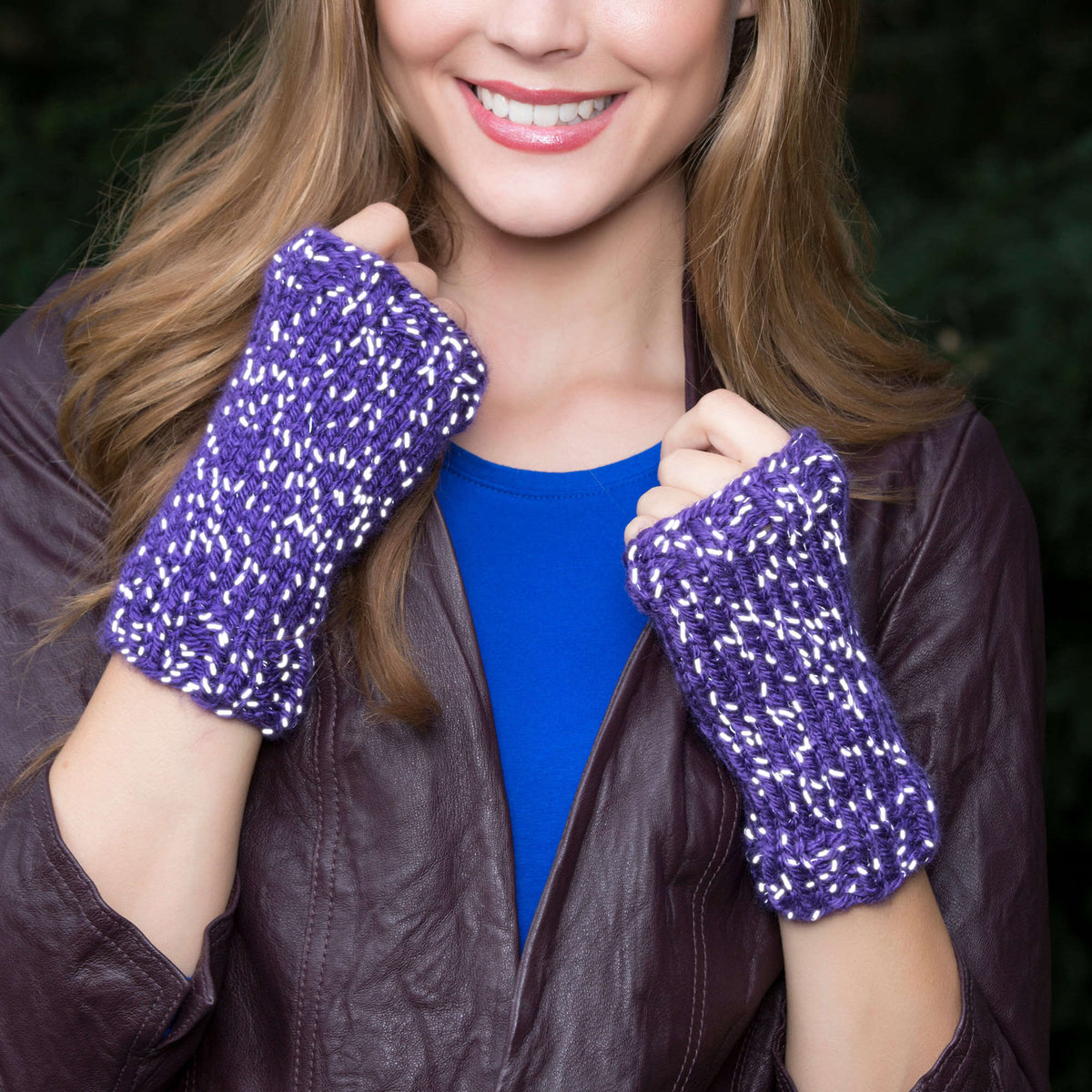 Knit Wristlets made in Red Heart Reflective Yarn