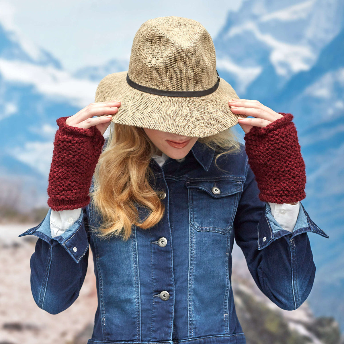 Knit Mitts made in Red Heart Super Saver Chunky Yarn