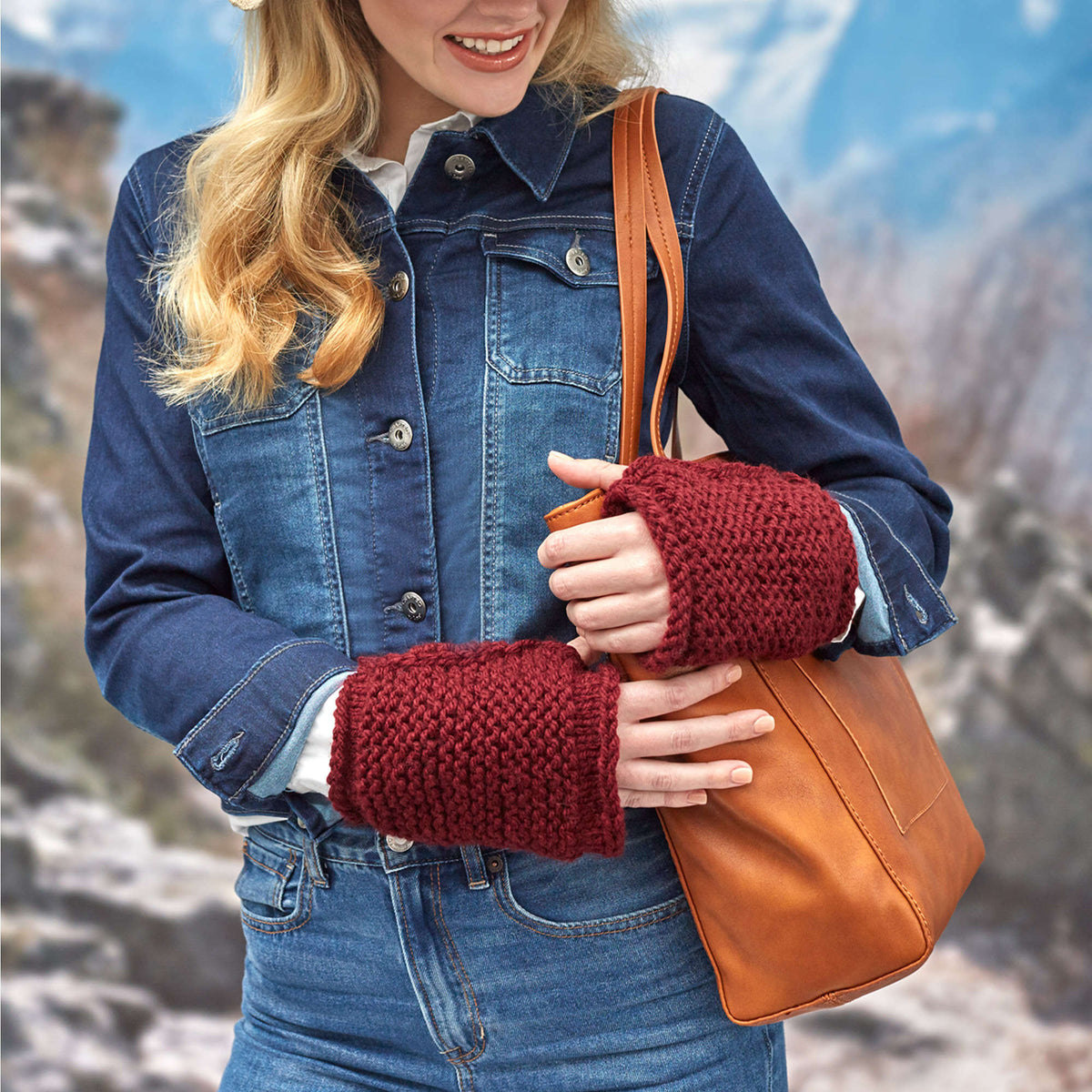 Knit Mitts made in Red Heart Super Saver Chunky Yarn