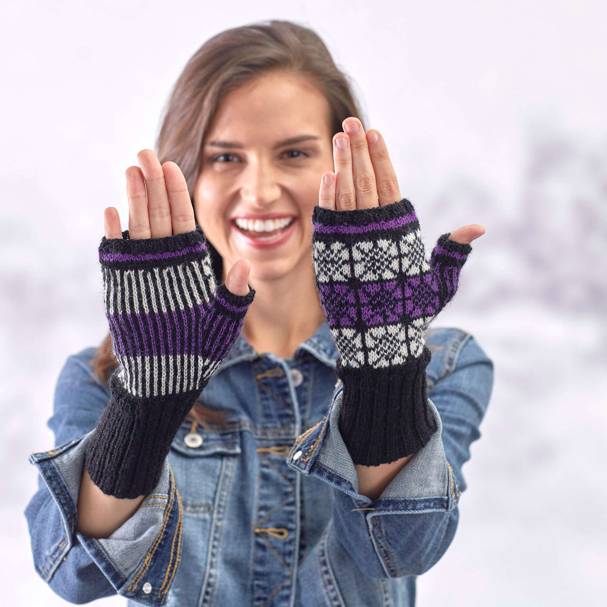 Knit Mitts made in Red Heart Heart & Sole Yarn