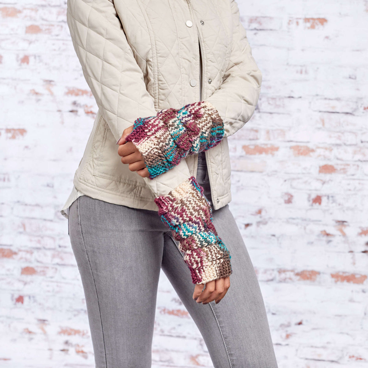 Knit Mitts made in Red Heart Super Saver Yarn