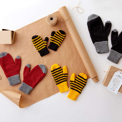 Red Heart Rita's Family Knit Mitts Striped