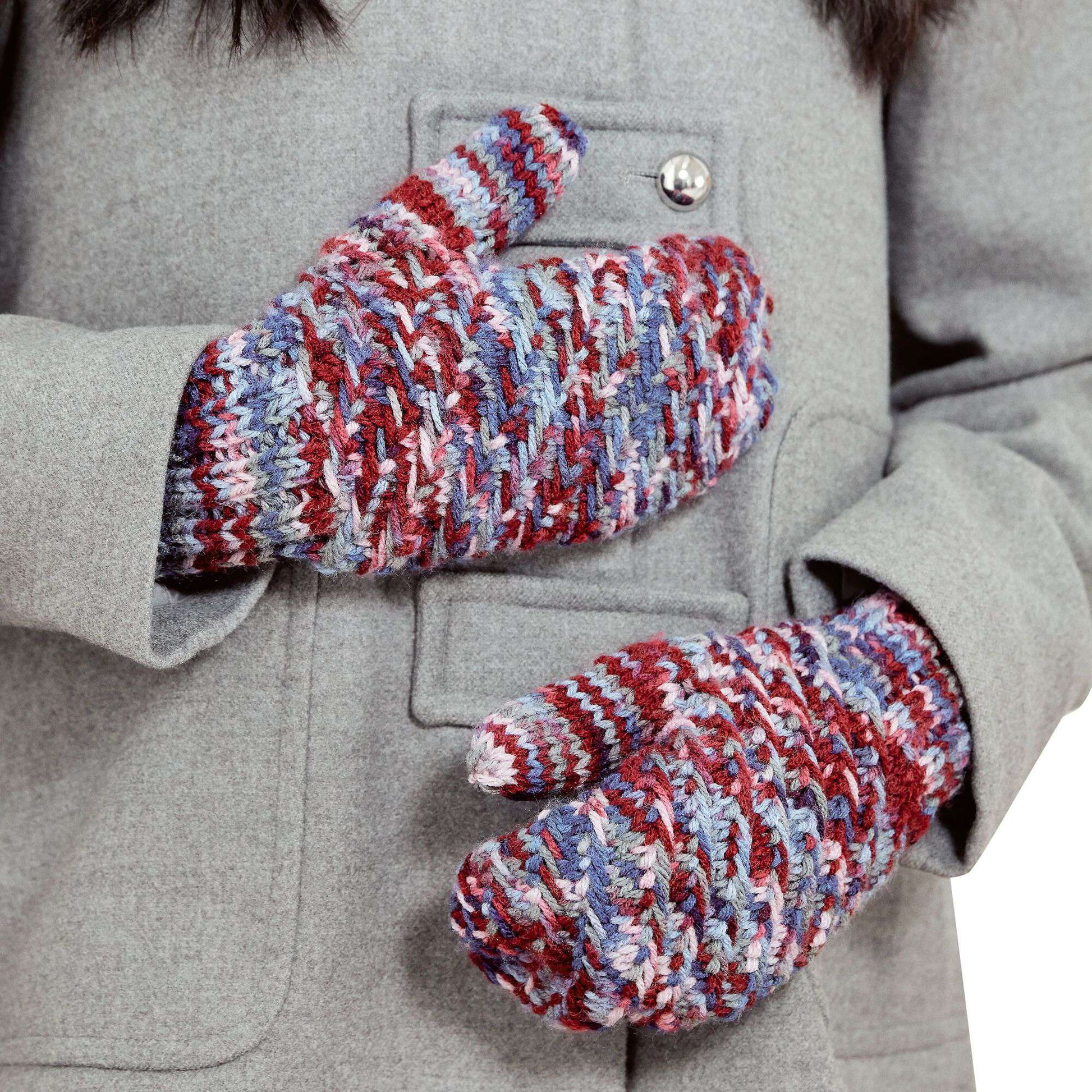 Free Red Heart Spiral Up Knit Mittens Pattern
