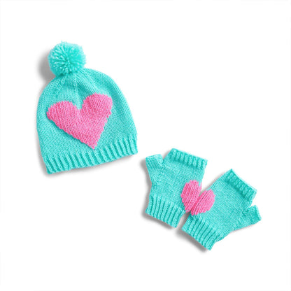 Red Heart Knit Broken Heart Hat and Fingerless Gloves Single Size