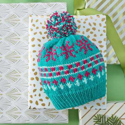 Red Heart Knit Vivid Fair Isle Hat Knit Hat made in Red Heart With Love Yarn