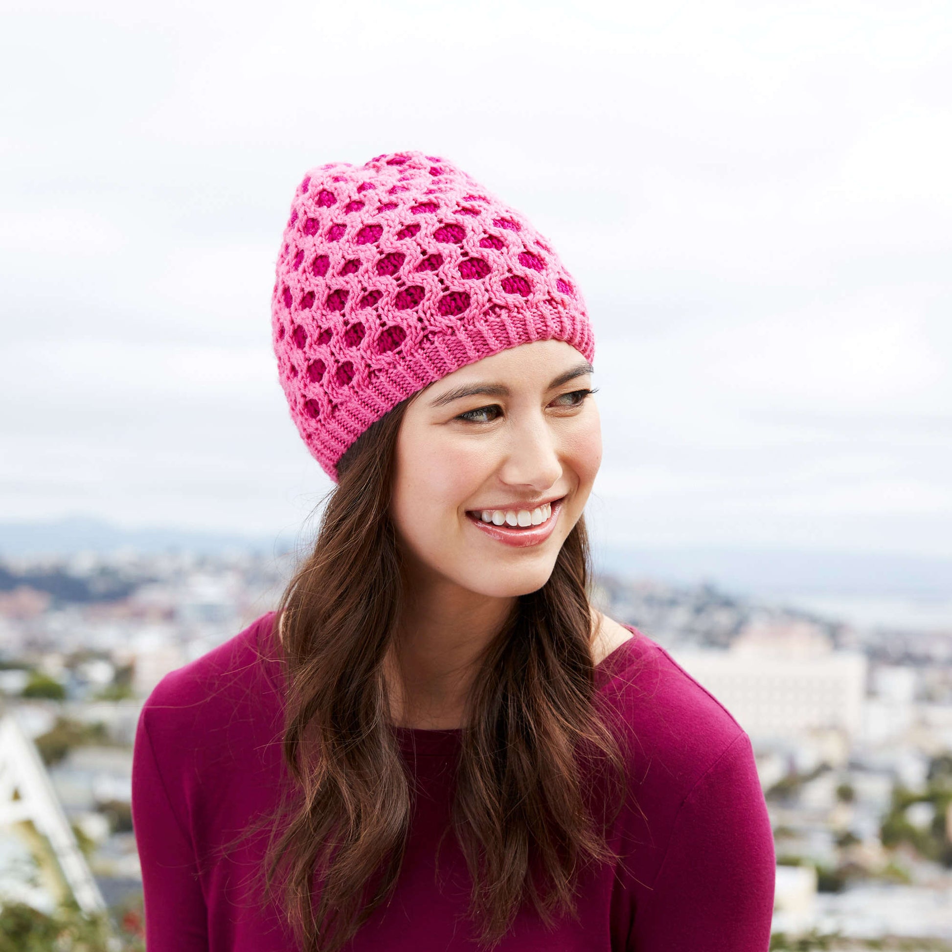 Free Red Heart Knit Capriciously Chic Hat Pattern