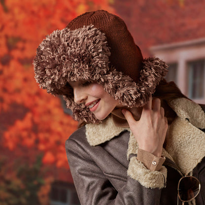 Red Heart Knit Warm Aviator Hat Knit Hat made in Red Heart With Love Yarn