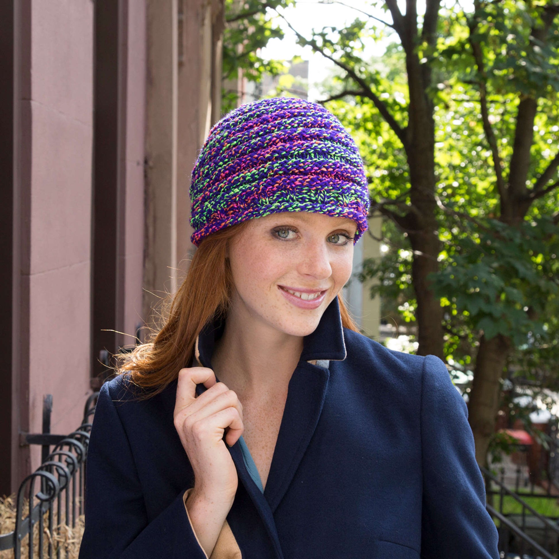 Free Red Heart Bright In-Style Hat Knit Pattern