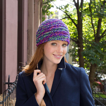 Red Heart Knit Bright In-Style Hat Knit Hat made in Red Heart Tweed Twist Yarn