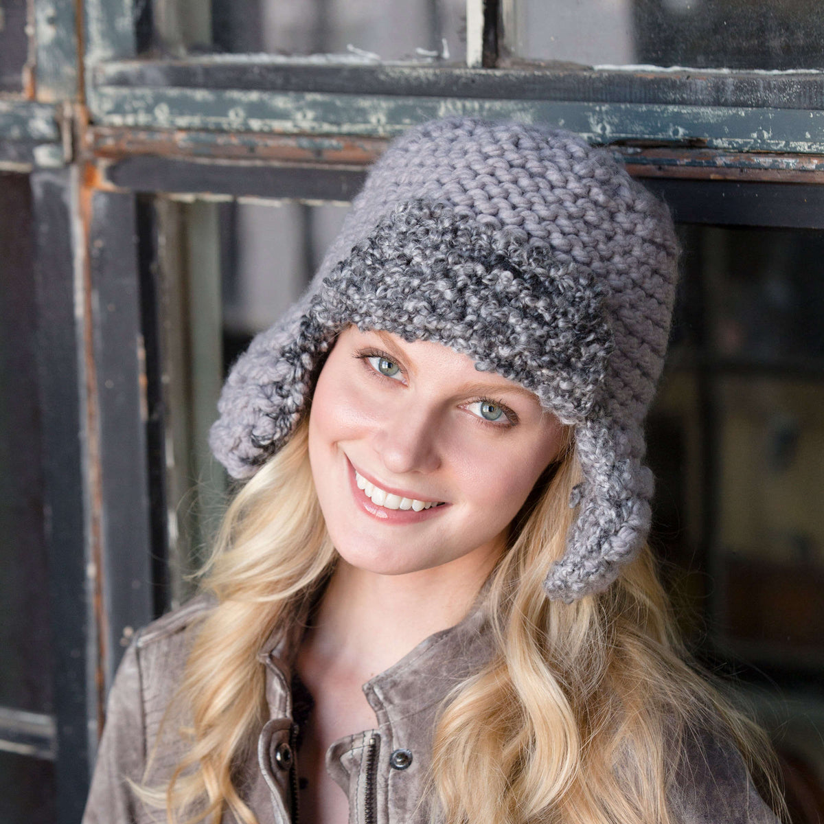 Knit Hat made in Red Heart Mixology Solids Yarn