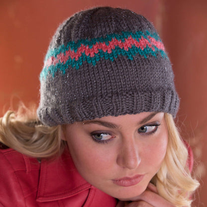 Red Heart Knit Chevron Sparkle Hat Knit Hat made in Red Heart Sparkle Soft Yarn