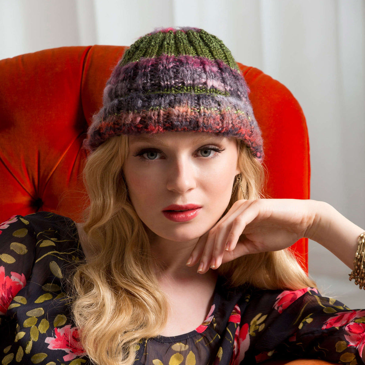 Knit Beanie made in Red Heart Boutique Yarn