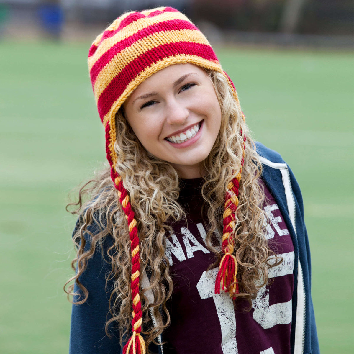 Knit Hat made in Red Heart Team Spirit Yarn