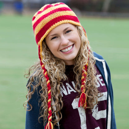 Red Heart Knit Hear It for the Team Hat Knit Hat made in Red Heart Team Spirit Yarn