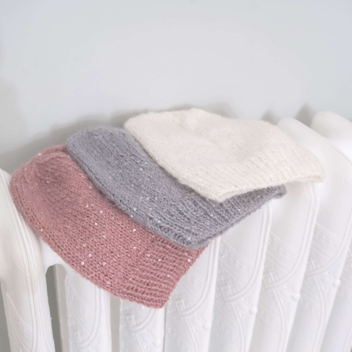 Knit Beanie made in Red Heart An Italian Story Luce Yarn