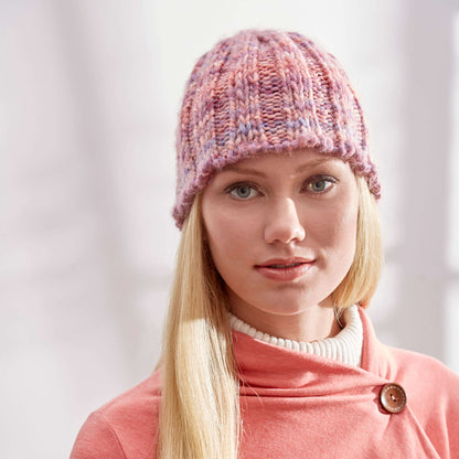 Red Heart Knit Slipped Rib Hat Knit Hat made in Red Heart Evermore Yarn