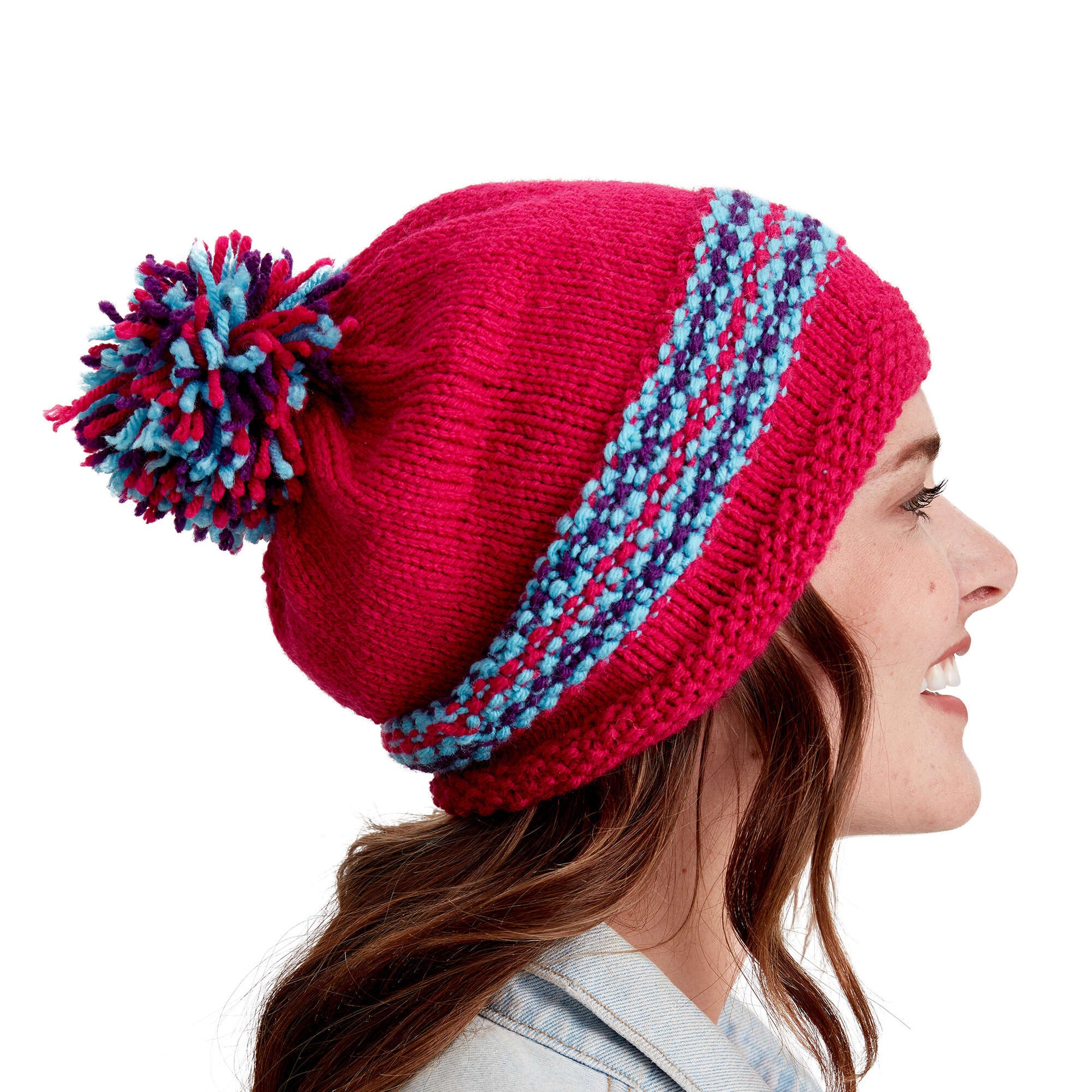 Free Red Heart Rainbow Knit Hat Pattern